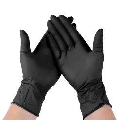 ANEMOI Powder-free Black Nitrile Hand Gloves 6 Nitrile Powder-free Gloves Pieces (Black, 100,
