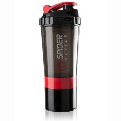 ANEMOI Gym Spider Shaker Bottle 500ml with Extra Compartment, 100% Leakproof Guarantee, Ideal for Protein, Preworkout and BCAAs, BPA Free Material (Red)