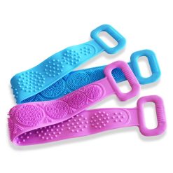 Silicone Body Scrubber Belt - Double Side Shower Exfoliating and Massaging Brush (70x12cm) 8 Silicone body scrubber belt , Double side shower scrubber , Exfoliating brush for body , Food-grade silicone scrubber , Double-sided shower brush , Shower massage brush , Body scrubber for all skin types , Easy to clean shower brush , Fast-drying body scrubber , Gentle exfoliation brush.