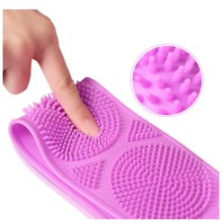 Silicone Body Scrubber Belt - Double Side Shower Exfoliating and Massaging Brush (70x12cm) 7 Silicone body scrubber belt , Double side shower scrubber , Exfoliating brush for body , Food-grade silicone scrubber , Double-sided shower brush , Shower massage brush , Body scrubber for all skin types , Easy to clean shower brush , Fast-drying body scrubber , Gentle exfoliation brush.