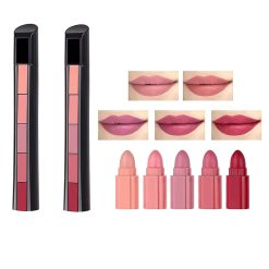 5-in-1 Lipsticks for Women - Red & Nude Edition, Velvety Matte Finish