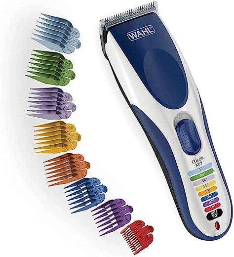 Wahl 09649-024 Cord/Cordless Color Pro Hair Clipper for Men; 60 Minutes run time; LED charging indicator; Easy match Colour coded guards, Blue