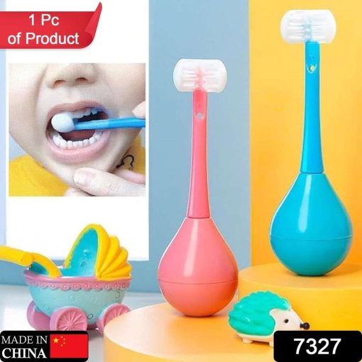 7327 Toothbrush - Soft Bristle Toothbrush - 3-Sided Training Toothbrush With Silicone Head, Inverted Cleaning Toothbrush for Aged 2-12, Children's...