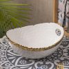 Antique Off White Ceramic Round Serving Dish ( Both Side Handle ) - 21 x 17 x 9CM