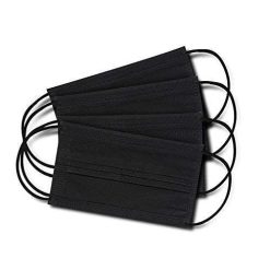 asgard nonwoven fabric disposable multilayer protective mask black pack of 2 ASGARD Nonwoven Fabric Disposable Multilayer Protective Mask (Black, Pack of 50) for Unisex
