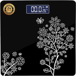 beatXP Floral Digital Bathroom Weighing Scale with LCD Panel & Thick Tempered Glass, Electronic Weight Machine for Human Body - 2 Year Warranty