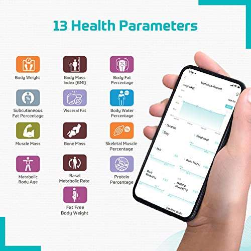 beatXP Weighing Scale with 13 Essential Body Parameters | Bluetooth Weighing Machine with Smart Fitness App and Backlit LCD Display (18 Months... 5 beatXP Weighing Scale with 13 Essential Body Parameters | Bluetooth Weighing Machine with Smart Fitness App and Backlit LCD Display (18 Months... - Image 3