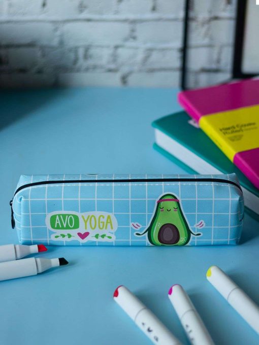 Blue Cute Pencil Pouch - Avacado Print