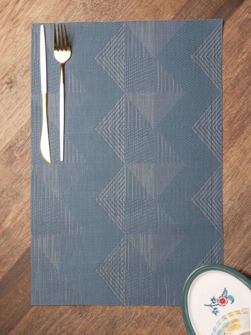 Blue Tringle Pattern - Placemat Mat Set Of 4