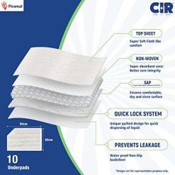 CIR Premium Underpads,Large (90X60Cm) I 10 Hrs Absorption Protection I 10 Units I Waterproof I Protects Surfaces From Incontinence I Super Soft... 11 cir premium underpads large 90x60cm i 10 hrs absorption protection i 10 9 CIR Premium Underpads,Large (90X60Cm) I 10 Hrs Absorption Protection I 10 Units I Waterproof I Protects Surfaces From Incontinence I Super Soft...