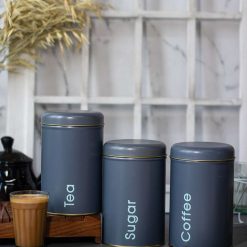 coffee tea sugar metal jar set of 3 grey color 1450ml 1 Coffee, Tea & Sugar - Metal Jar Set Of 3, Grey Color, 1450Ml