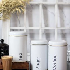 coffee tea sugar metal jar set of 3 white color 1450ml 1 Coffee, Tea & Sugar - Metal Jar Set Of 3, White Color, 1450Ml