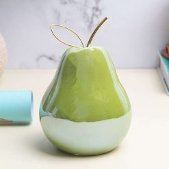 decorative ceramic green pear with leaf 1 Decorative Ceramic Green Pear With Leaf