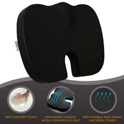 fovera orthopedic memory foam coccyx seat cushion for tailbone sciatica 1 2 FOVERA Orthopedic Memory Foam Coccyx Seat Cushion for Tailbone, Sciatica, Lower Back Pain Relief-Ergonomic Contoured Cushion for Office/Home Chair...