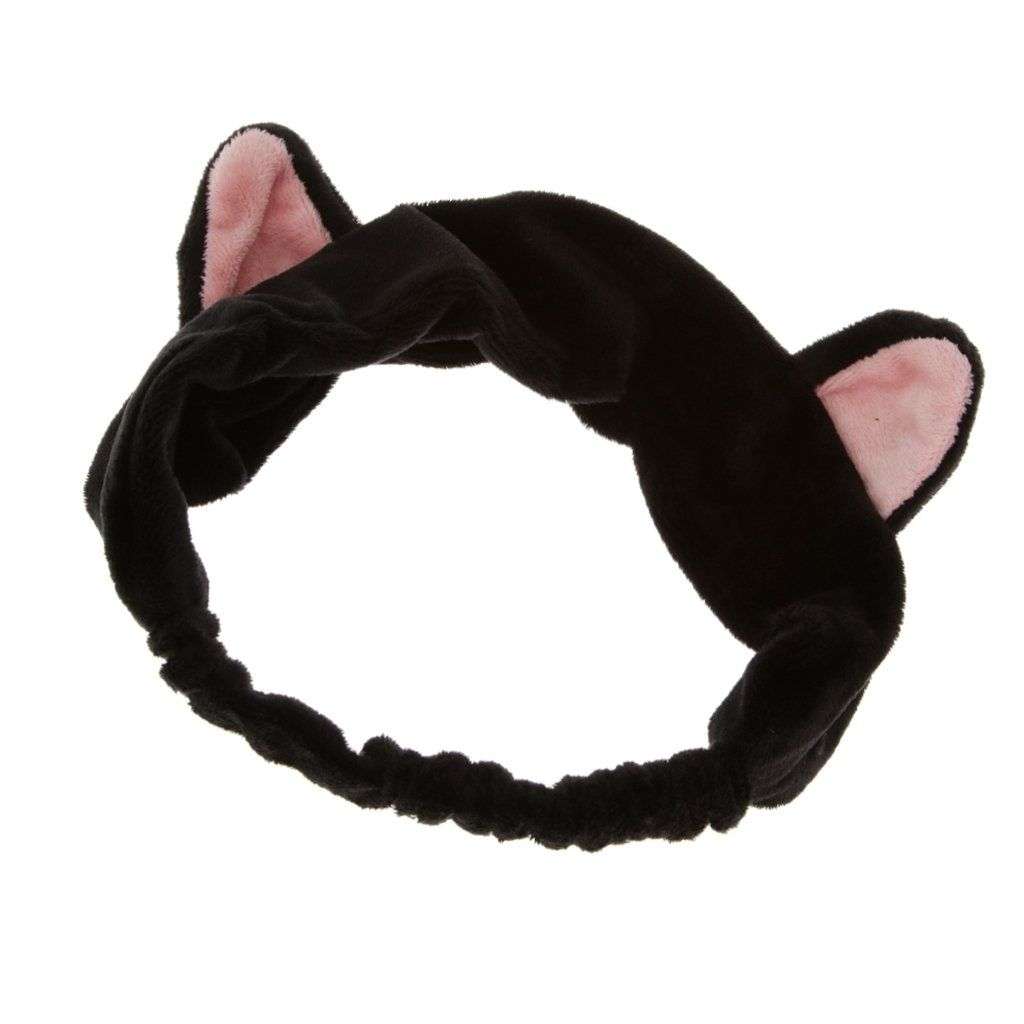 Imported Cat Ear Make Up Face Washing Shower Mask Cotton Hairband Snood Headband for Women - Black 3 Imported Cat Ear Make Up Face Washing Shower Mask Cotton Hairband Snood Headband for Women - Black