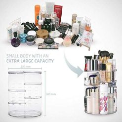 inovera label cosmetic makeup storage holder organizer adjustable 360 1 INOVERA (LABEL) Cosmetic Makeup Storage Holder Organizer Adjustable 360 Rotation Box Case, 23L x 23B x 30H cm. (Transparent, Plastic;Rubber)