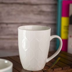 Ivory Ceramic Mug - 360Ml, Leaf Pattern 5 ivory ceramic mug 360ml leaf pattern 1 Ivory Ceramic Mug - 360Ml, Leaf Pattern