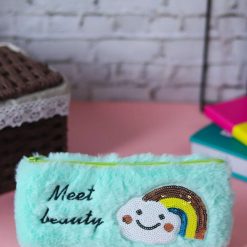 light green pencil pouch fur 1 Light Green Pencil Pouch - Fur