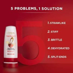 loreal paris conditioner for damaged and weak hair with pro keratin 1 3 L'Oreal Paris Conditioner, For Damaged and Weak Hair, With Pro-Keratin + Ceramide, Total Repair 5, 180ml