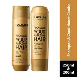 luxliss keratin daily care conditioner shampoo gold edition pack of 2 1 2 Luxliss Keratin Daily Care Conditioner & Shampoo - Gold edition(Pack of 2) - 250ml, 200 ml