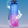 Motivational Sipper Water Bottle with Time & Level Marker, Blue Purple, 1 Liter