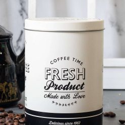 Metal Coffee Jar - Off White, 1000Ml 5 metal coffee jar off white 1000ml 1 Metal Coffee Jar - Off White, 1000Ml