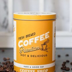 metal coffee jar yellow 1000ml 1 Metal Coffee Jar - Yellow, 1000Ml