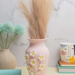 pear shape pink ceramic vase with lily flowers 1 Pear Shape Pink Ceramic Vase with Lily Flowers