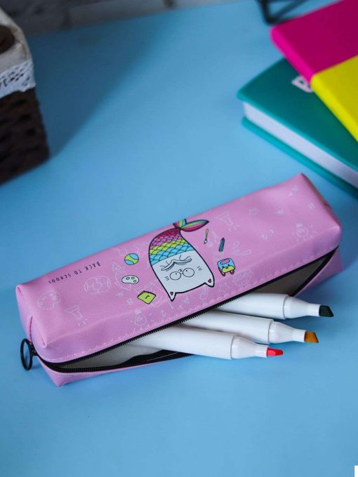 Pink Pencil Pouch - Fish Print