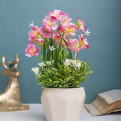 Pink Rose Fake Flowers With Cream Pot 5 pink rose fake flowers with cream pot 1 Pink Rose Fake Flowers With Cream Pot