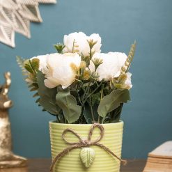 Pink Rose Fake Flowers With Light Green Pot 5 pink rose fake flowers with light green pot 1 Pink Rose Fake Flowers With Light Green Pot