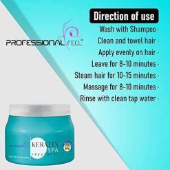 professional feel keratin real hair spa treatment with pro keratin 1 2 Professional Feel Keratin Real Hair Spa Treatment, With Pro-Keratin + Ceramide, All Repair With Keratin Hair spa Bath Cream - 500 gm