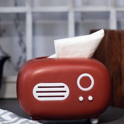 red vintage napkin box holder radio design 1 Red Vintage Napkin Box Holder - Radio Design