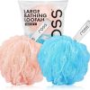 ross Large Bath Loofah Sponge Scrubber Exfoliator for High Lather Cleansing (Peach and Blue)