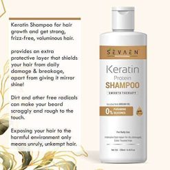 sevaen keratin smooth shampoo keratin smooth conditioner hair serum 1 4 Sevaen Keratin Smooth Shampoo & Keratin Smooth Conditioner & Hair Serum | Strong, Smooth & Shine For Man & Woman, 550 ml