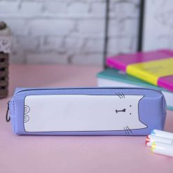 sky blue pencil pouch cat print 1 Sky Blue Pencil Pouch - Cat Print