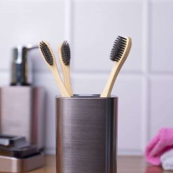 stylish tooth brush holder silver black 1 Stylish Tooth Brush Holder - Silver & Black