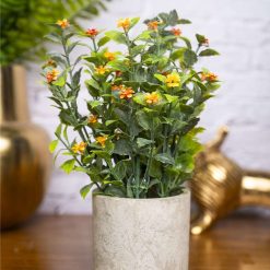 von casa red artificial potted plant stone finish 1 VON CASA Red Artificial Potted Plant - Stone Finish