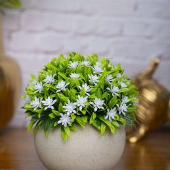 VON CASA White Flowers with Green Leafs Artificial Potted Plant - Stone Finish 5 von casa white flowers with green leafs artificial potted plant stone finish 1 VON CASA White Flowers with Green Leafs Artificial Potted Plant - Stone Finish
