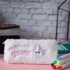 white pencil pouch fur 1 White Pencil Pouch - Fur