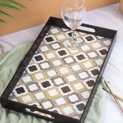 Brown Rectangular Tray with Handle -