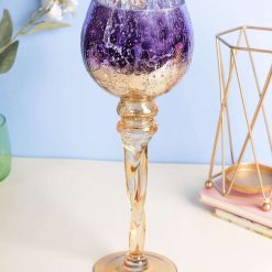 Decorative Purple Tined Glass Candlestick Holders