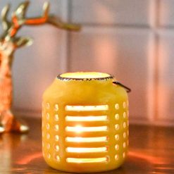 hanging tealight candle holder yellow 1 Hanging Tealight Candle Holder - Yellow
