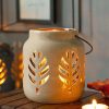 Hanging Tealight Holder - Ceramic & Brown 2 hanging tealight holder ceramic brown Hanging Tealight Holder - Ceramic & Brown