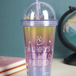 380Ml Plastic Tumbler With Straw And Lid