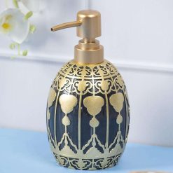 Black Polyresin Soap Dispenser with Golden Pump - 380 mL