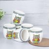 Owl Printed Ceramic Kullad, (Each 130 mL, Set Of 6 Pcs)