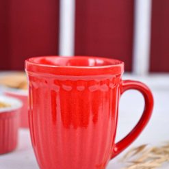 VON CASA Ceramic Coffee & Tea Mug - 300 Ml, Red 5 von casa ceramic coffee tea mug 300 ml red 1 VON CASA Ceramic Coffee & Tea Mug - 300 Ml, Red