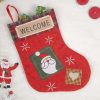 Welcome & Santa Print - Christmas Hanging Stocking Set Of 2 Pcs