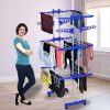 0733b folding double supported 3 layer cloth drying stand laundry dryer 0733B Folding Double Supported 3 Layer Cloth Drying Stand Laundry Dryer Hanger with Breaking Wheels for Balcony Indoor and Outdoor Home, Steel